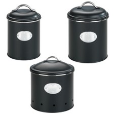 WENKO 3er Aufbewahrungs Dosen NERO mit Deckel Küchen Vorrats Behälter Box Retro