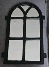 antiker Jugendstil Wandspiegel - altes Gusseisen Stallfenster mit Spiegelglas