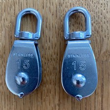 2 Stück M15 Einzel Seilrolle Blockseilrolle Umlenkrolle Flaschenzug Edelstahl