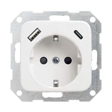 230 V Steckdose mit USB-A & USB-C, passend für Busch-Jaeger Reflex SI, Alpinweiß