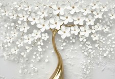 XL Fototapete Wallprint Baum Blüten weiß gold" 208 x 146 cm Fotoprint Hochzeit