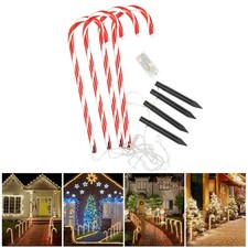 4x/8x LED Zuckerstangen Draussen Gartendeko Weihnachtsbeleuchtung Gartenstecker