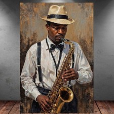 LEINWAND BILD ER XXL MUSIKER SAXOPHON JAZZ BLUES ABSTRAKT WAND POSTER P1447