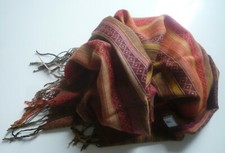 taj Wood & Scherer Schal unbnutzt Wolle curry rost rot bordeaux 208 x 52 unisex