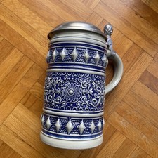 Vintage Bierkrug mit Zinndeckel / MR Marzi & Remy / Keramik