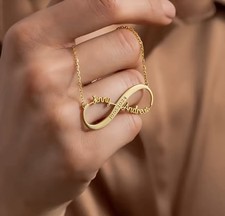 Infinity Namenskette mit 2 Namen & Datum personalisiert 18K vergoldet
