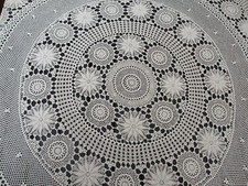 Häkeldecke, Baumwolle, Spitzendecke, rund, Tischdecke, Handarbeit Unikat