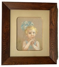 Pastellbild in schönem alten Bilderrahmen Eiche antik