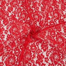 Spitze Stoff Rot Blumen Meterware Polyester Kleid Rock Damen Dirndl Karneval