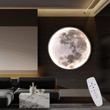 3D Mond Lampe,LED Modern Mond Wandleuchte für Leuchter Dachgeschoss Cafe(80cm)