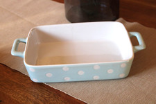 Kleine Auflaufform aus Keramik, Backform, 24 x 17,5 cm (o. Griffe), Hellblau