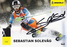 Sebastian SOLEVAG - Norwegen, Bronze Olympia 2018 Ski alpin, Original-Autogramm!