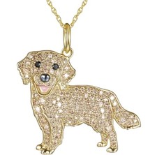 Design - vergoldet – Halskette & Anhänger „Hund – Golden Retrieve “ 50 cm Kette 