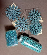 Weihnachtsdeko Konvolut Türkis Steine, Perlenkette Fensterdeko