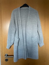 Strickjacke Cardigan hellgrau Größe 36 S Strickmantel
