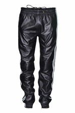 Neu Herren Schwarz Leder Hose