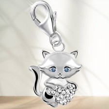 Herz Katze Karabiner Charm 925