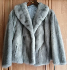 Exclusive bildschöne NERZJACKE silber grau echt Pelzjacke Gr. M 38 40