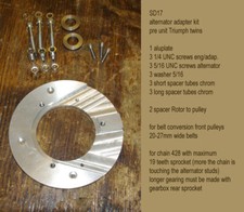 Alternator conversion for pre unit Triumph adapterplate für Lichtmaschine Triton