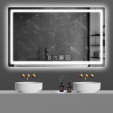 LED Dimmbar Badspiegel mit Uhr Touch Beschlagfrei Beleuchtung Wandspiegel
