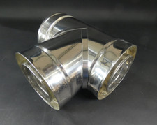Edelstahl Ofenrohr isoliert doppelwandig | T-Stück 90° DW 130mm | Rauchrohr