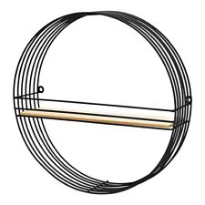 Wandregal Metall Holz schwarz natur 40 cm ø, 10 cm tief