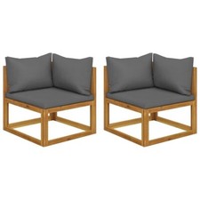 Ecksofa Garten Modular 2er Set mit Kissen Dunkelgrau Polyrattan Sitzgruppe