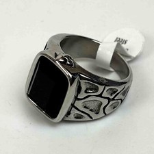 Herren- Siegelring Edelstahl Ornamente schwarzer Stein (unecht) Gr.67, Ø: 21,3mm