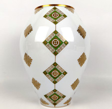 Vintage Porzellan Vase Edelstein – Goldstaffiert, Rot Grün Weiß, 23cm