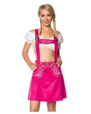 Oktoberfest Wiesn Trachten-Rock pink XS S M L XL 2XL Veloursleder-Optik Dirndlin