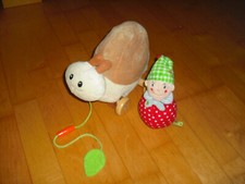 Plüsch-Stofftier-Schnecke zum Ziehen und Wichtel Stehaufmännchen Die Spiegelburg