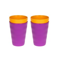 Tupperware Junge Welle Trinkbecher 330 ml (4) Orange Lila Plastikbecher Becher