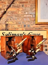 Seltenes passendes Paar antike Seibert Mikroskope um 1895 & original Mahagoni Koffer