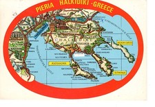 Ansichtskarte Foto beschrieben Griechenland Landkarte von Chalkidiki