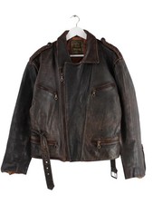 Vintage 00s Biker Leder Jacke Braun M Herren