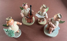 Alt Holz Natur Engel Musiker Figuren Weihnachten Deko 6cm Sammlerstücke defekt