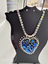 Titanic Halskette "Herz Des Ozeans"Kette Blau Zirkonia Strass Schuck Edelsteine 