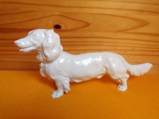 Meissen Porzellan Figur Hund Langhaardackel weiß 1.Wahl neuwertig top!