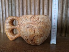 Original Kuksa Finnland Lappland Knollenbirke Handarbeit Elch Relief Holzbecher