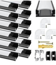 Schwarz LED Streifen Profil U Form, 12 Pack Aluminium Kanal
