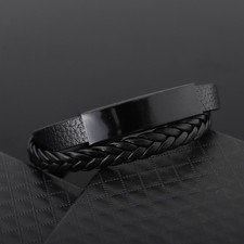 Schwarz lederarmband - schwarz,