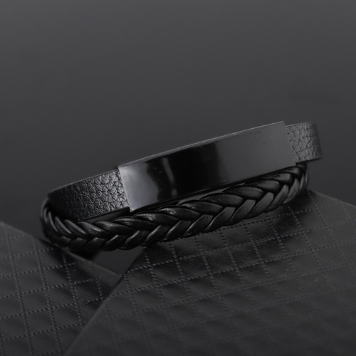 Schwarz lederarmband - schwarz,