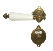 Bad / Gäste-WC Türbeschlag (Frei-Besetzt) in Messing antik 3-GWC-AW