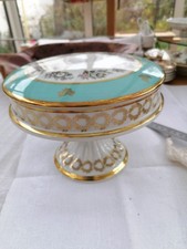 Vintage Fußschale Mit Deckel, Frankreich, Porzellan