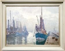 Gemälde Öl Landschaft Hafen Schiffe Norddeutsch Paul Ernst Wilke