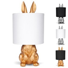 Tischlampe Hase Hasenlampe Nachttischlampe Tischleuchte Modern Schwarz Weiß 42cm