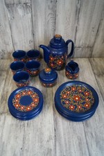 Teeservice Teekanne Kuchenteller Tasse Untertasse Milch Zucker Steingut