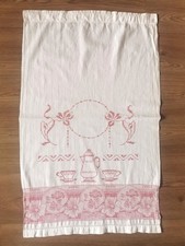 Antik Vorhängetuch für Handtuchhalter Vorhang Küche Stickerei rot Kaffee Blumen