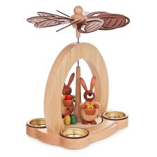 Osterpyramide mit 2 Hasen natur für Teelichte Handarbeit Erzgebirge