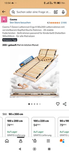 Lattenrost 90x200 leisten - 90x200, 42